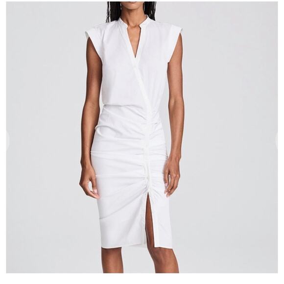 Veronica beard ruched shirt dress white dress (new) - Picture 1 of 7